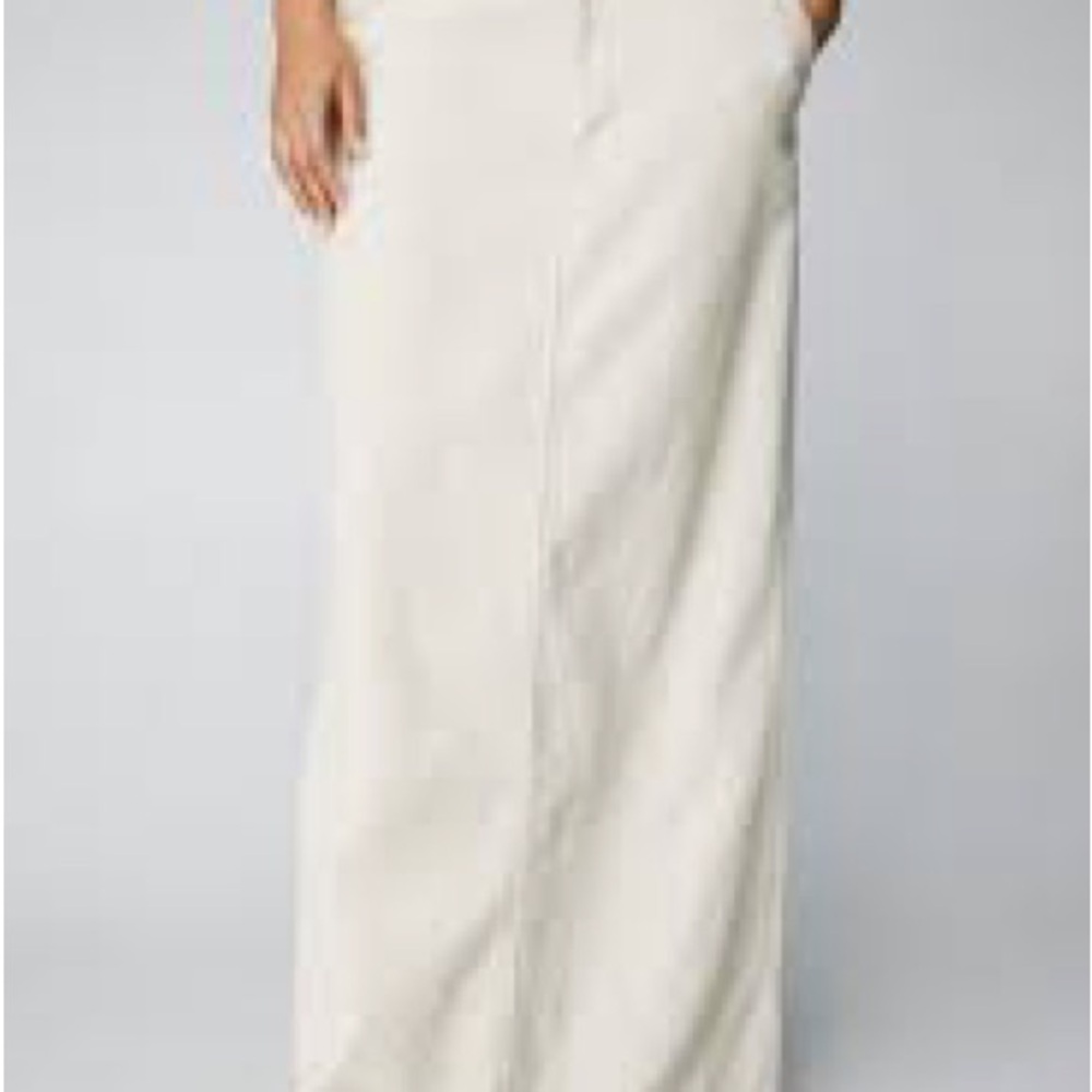 Nasty Gal Cream Corduroy Midi Pencil Skirt